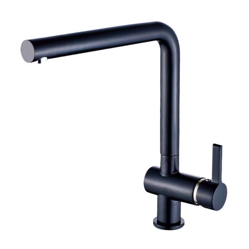 Robinet de cuisine noir orientable pour évier moderne chic