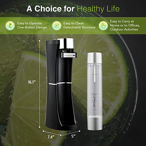 image for CO-Z Desktop Sparkling Water Maker Black, 1 Liter Homemade Soda Pop Ma