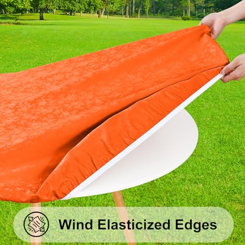 Image of Smiry Waterproof Heavy Duty Vinyl Fitted Tablecloth for 36 inch-44 inch Round Table