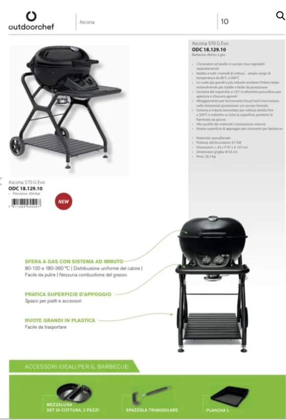 Grill gazowy OUTDOORCHEF ASCONA 570 g EVO, podwójny palnik 9,7 kW, system lejkowy, grill Ø54 cm
