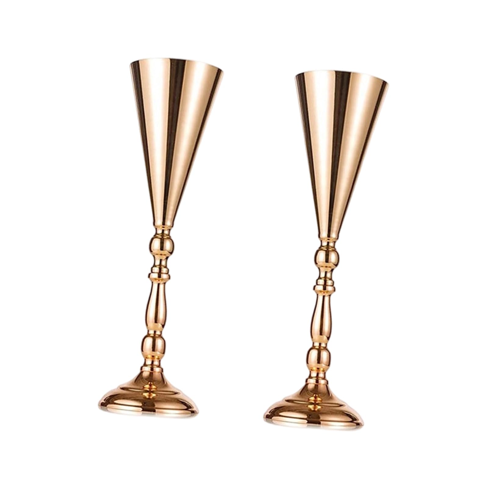 Elegants Tabletop Metal Wedding Flower Trumpets Vases for Table Centerpieces and Home Decoration with Sturdy Base Metal Flower Vases
