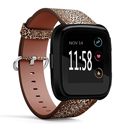 Compatible with Fitbit Versa, Versa 2, Versa Lite - Quick Release Leather Wristband Bracelet Replacement Accessory Band - Natural Animal Print by Munzozosh - Used condition - Image 2