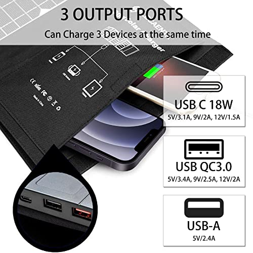 Elecaenta 30W Solar Panel Charger With 3 Usb Ports, Pd 18W Usb C Fast Charging, Ipx5 Waterproof, Foldable Portable Etfe Solar Charger For Iphone, Ipad, Samsung Galaxy, Lg And Camping Backpacking #TOP2