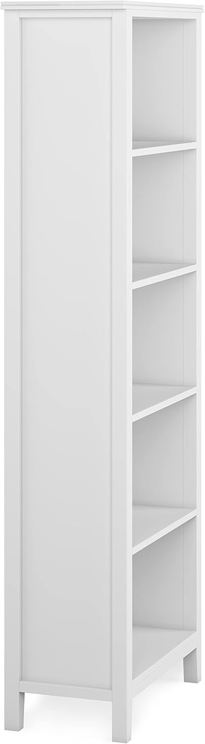 SIMPLIHOME Artisan Bookcase - 72 inch Tall 5-Shelf Solid Wood Bookshelf in White, Contemporary Storage for Living Room, Study Room or Office with Adjustable Shelves and Decorative Side Panels