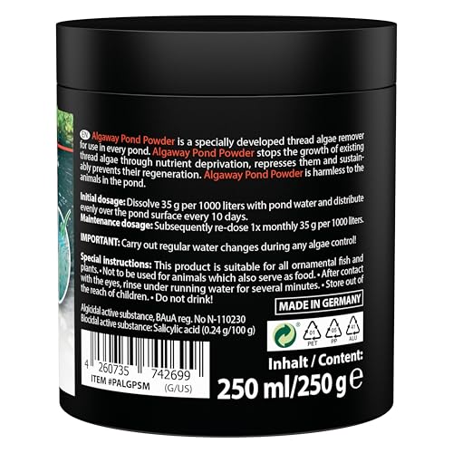Fadenalgen-Entferner für Teiche – ARKA Pond Algaway Powder 250 g – reduziert Fadenalgen & unterstützt klares Wasser – vorbeugende Wirkung bei regelmäßigem Einsatz – für den Gartenteich