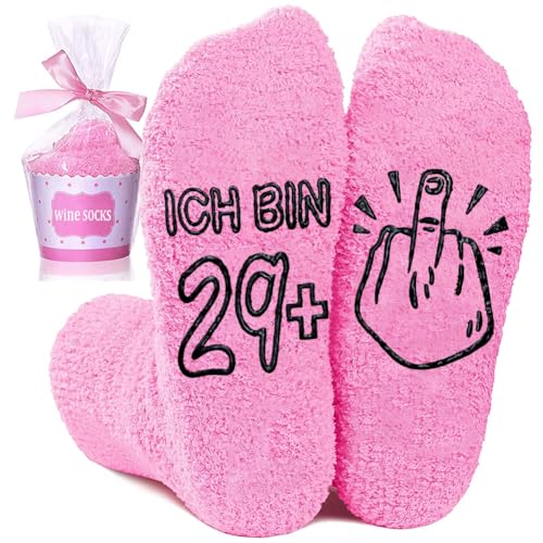 BHGWR 30. Geburtstag Frauen Geschenk Socken, Geburtstagsgeschenk für Frauen 30 Jahre Lustig Kuschelsocken Damen Rosa, Lustige Geschenke für Freundin Tochter Mama zum 30 Geburtstag Frau