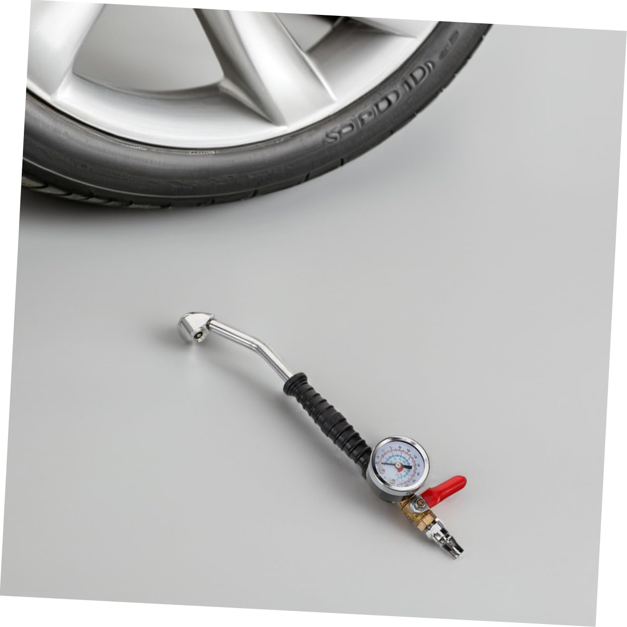 Happyyami 2 Stück Reifenfüller mit Manometer Verlängerter Lkw Reifenfülldüse Winkelverbinder Schnellkupplung für Auto Motorrad Fahrrad Präziser Luftdruckmesser Mobiles Reifendruckprüfgerät
