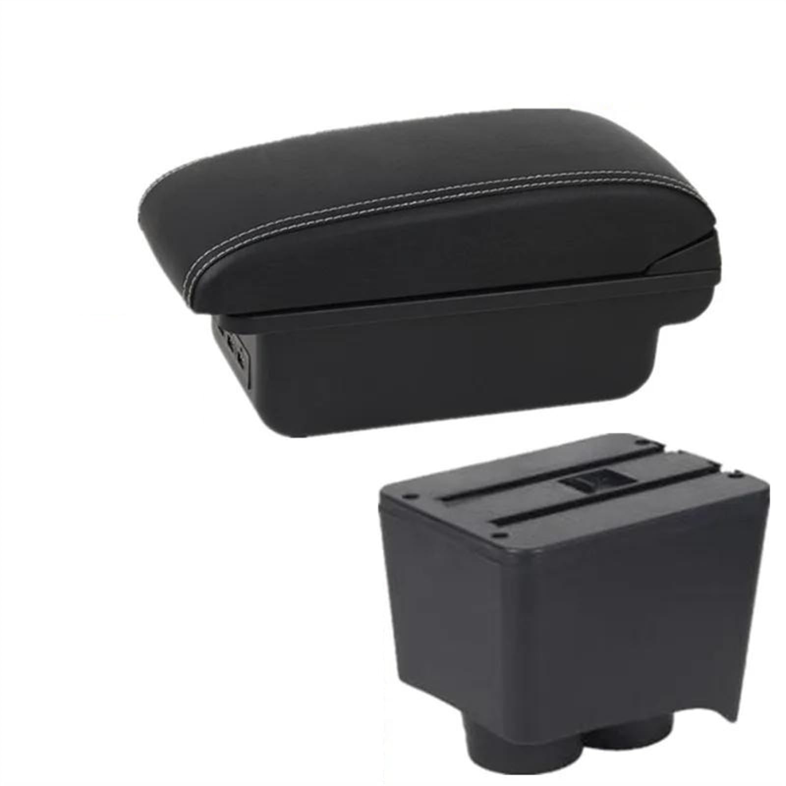 NOHEEU Car Armrest Box 2002-2009 Storage Dedicated Retrofit Interior Accessories For Polo 9N 3(B1 Black white 3USB)