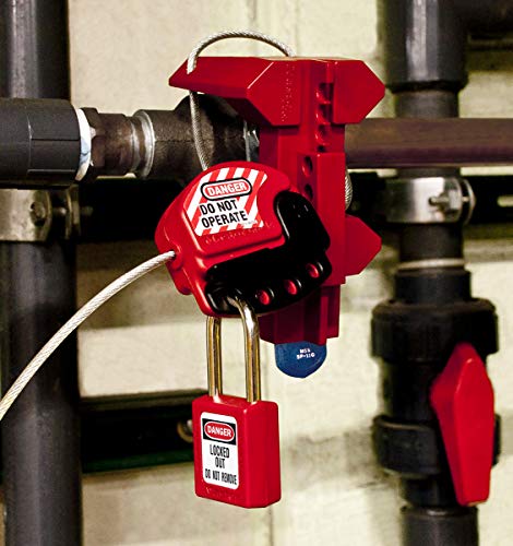 Image of Master Lock Red Lockout Tagout Safety Padlock with Key, Metal Shackle and Non-Conductive Lock Body for Electrical Applications, 410RED