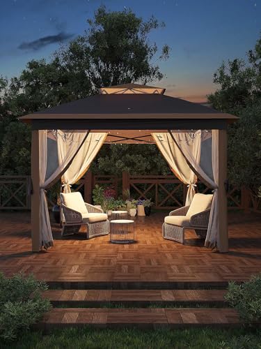 Garveelife 11x11 Pop Up Gazebo Tent with Mosquito Netting, Outdoor Canopy Shelter Easy Setup, Water...