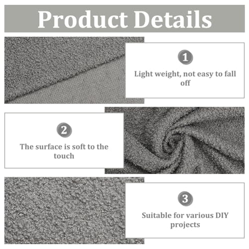 FINGERINSPIRE 1 Yard/0.9M Teddy Bears Fabric with Little Curls 160cm Wide Gray Knitted Plush Fabric Fur for Teddy Bear Making - Image 4