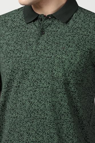 Image of Peter England Men's Cotton Abstract Floral Print Polo T-Shirt - Casual Wear | Stylish & Breathable