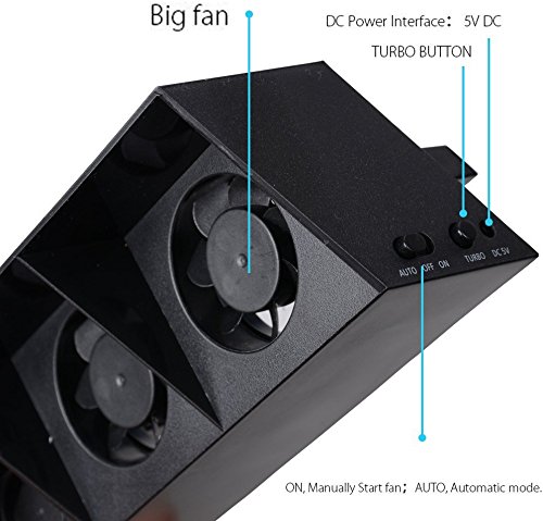 PS4 Cooling Fan,2win2buy USB External Turbo Temperature Control Cooler Cooling 5 Fans for Playstation PS4 Only