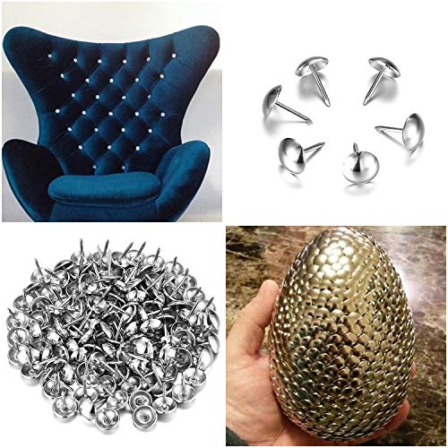 320 Stück Polsternägel, Polster Reißzwecken, Möbel Nägel Vintage für Sessel, Möbel, Bett, Dekornagel - 11x17 mm (Silber)