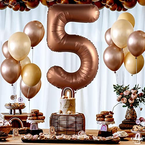 Image of KatchOn Coffee Brown Number 5 Balloon 40 Inch, 5 Birthday Decorations