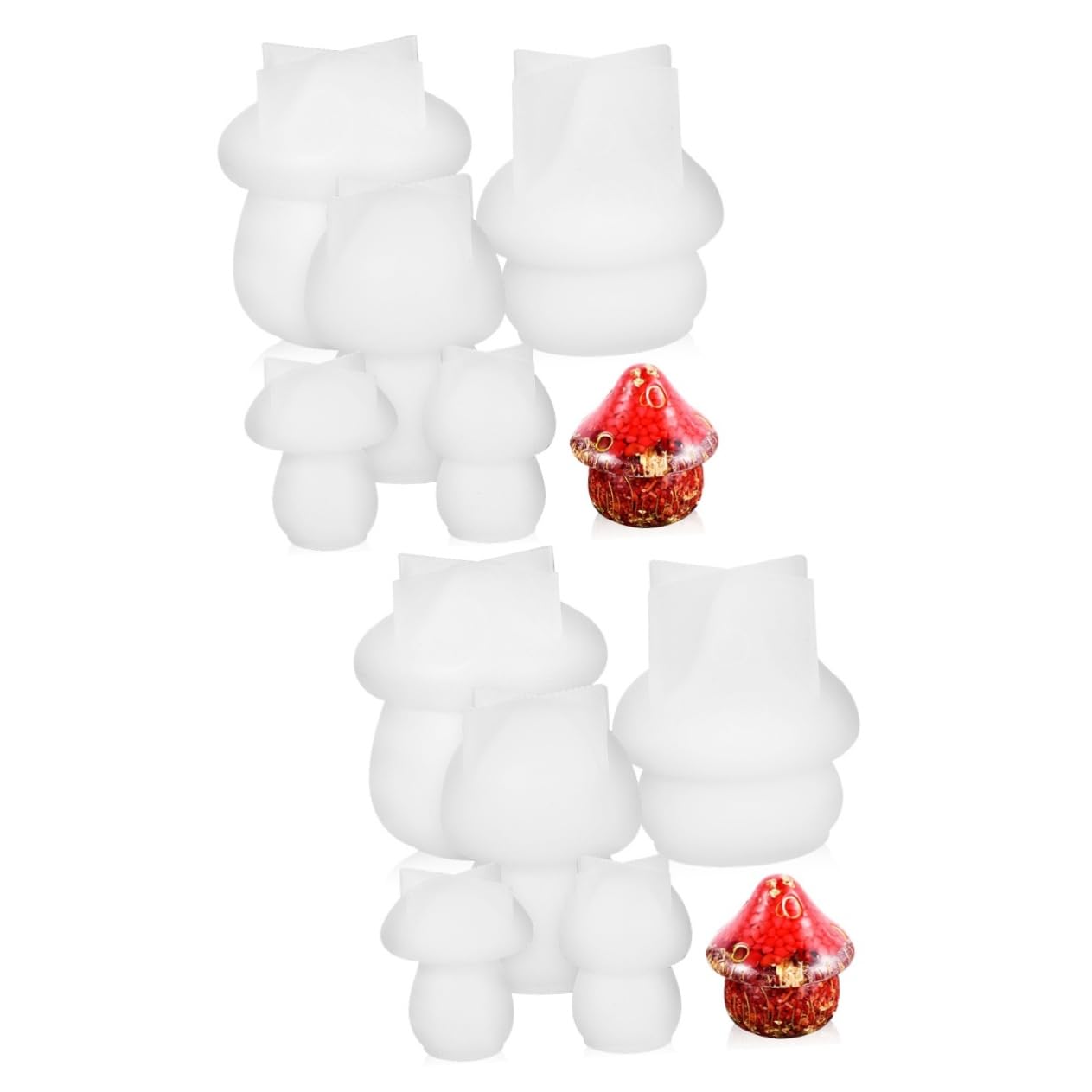 HOMSFOU 2 Set Stampo Silicone Per Barattoli Forma Fungo Mold Per Diy Resistente E Versatile Per Creazioni Artigianali E Decorazioni Per Casa 5 Pezzi*2