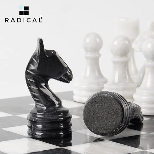Miniatura 4 de RADICALn Marble Big Board Games - Figuras completas de ajedrez en blanco y negro, adecuadas para tablero de ajedrez de 16 a 20 pulgadas, juego de 32