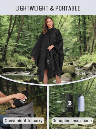 SaphiRose Hooded Rain Poncho Waterproof Raincoat Jacket for Men Women Adults - Image 6