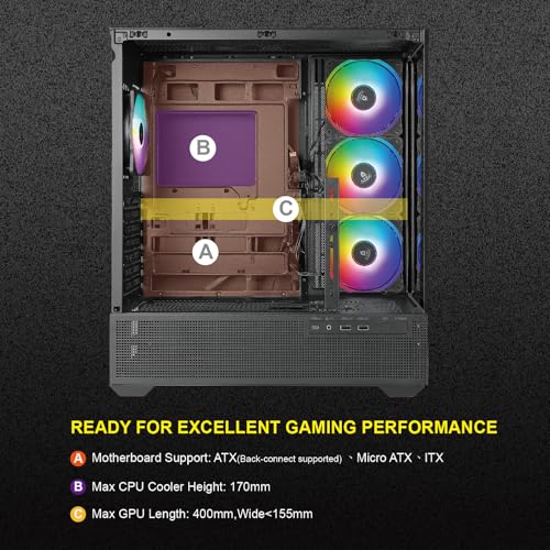Gabinete para PC AZZA CSAZ-501B Tiara, torre media ATX, panel de vidrio templado, diseño gaming miniatura 6