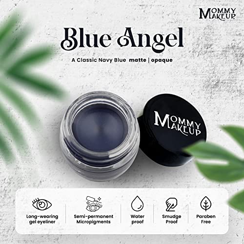 Mommy Makeup Stay Put Gel Eyeliner With Semi-Permanent Micropigments | Waterproof, Smudge Proof, Long Wearing Cream Eyeliner | Blue Angel (Classic Navy Blue) #TOP1
