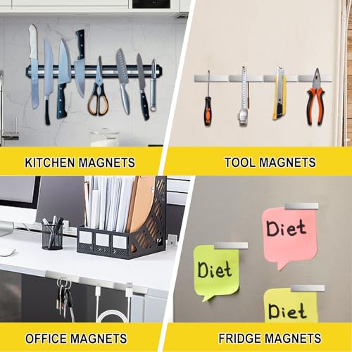 Image of MIKEDE 9 Pcs Magnets, Waterproof Strong Neodymium Bar Magnets with Epoxy Coating and Adhesive, Rare Earth Magnet, Strong Magnet Heavy Duty for Tool Room, Kitchen, Whiteboard - 2.36 x 0.39 x 0.20 in