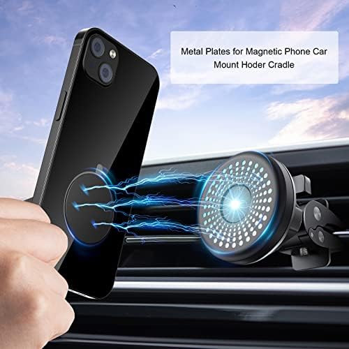 Amazon Brand - Eono Metal Plate for Magnetic Phone Holder, [4 Pack] Replacement Mount Metal Plates Kits for Magnetic Car Phone Holder,2 Round and 2 Rectangle Metal Plate Discs, Black.