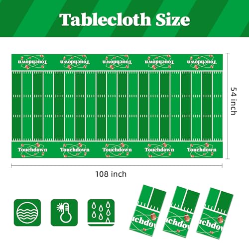 Image of Childom Football Party Decorations,3 Pack Football Tablecloth Disposable Plastic Tablecloth 54 inch X 108 inch Plastic Table Cloth for Rectangle Tables,Birthday Party Decor,Parties Supplies for Home,Dinner