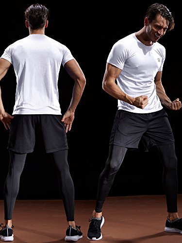 Neleus Men's 3 Pack Mesh Athletic Gym Workout Shirts,5033,Black,Grey,White,US M,EU L