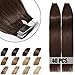 Produktbild Tape extensions echthaar 45cm Remy Echthaar Haarverlängerung 40 Tressen 100g #4 Schokobraun