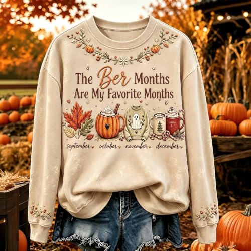 Sweatshirt for Women Crew Neck Fall Outfits Vintage Long Sleeve Blouses - image 2