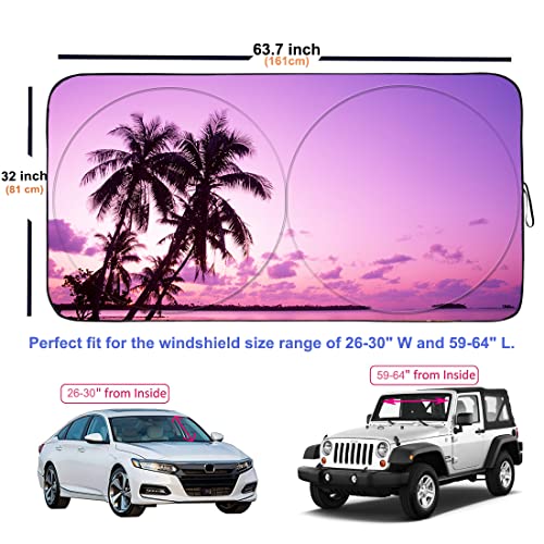 Gven Windshield Sun Shade, Car Shade Front Window Sunset Style Sun Visor For Car Shield Blocks Uv Rays Automotive Interior Sun Protection For Car Truck Suv (Sunset L+ Ameirican Flag #TOP3
