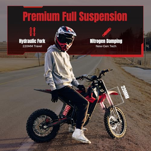 Image of Yozma IN10 Off-Road Electric Mini Dirt Bike for Teens & Adults, 2600W Electric-Motorcycle with 1123.2AH Removable Battery Ebike, Dual Hydraulic Brakes and Suspensions Mountain E Dirt Bike