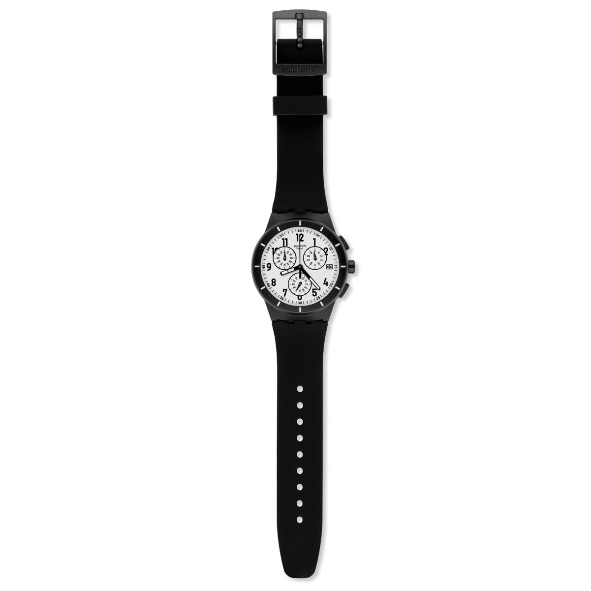 Swatch Homme 42 mm Chronographe Noir Caoutchouc Bracelet Date Montre SUSB401