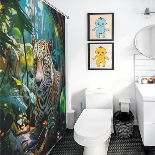 Rideau de douche léopard imperméable et anti-moisissure en polyester - 3