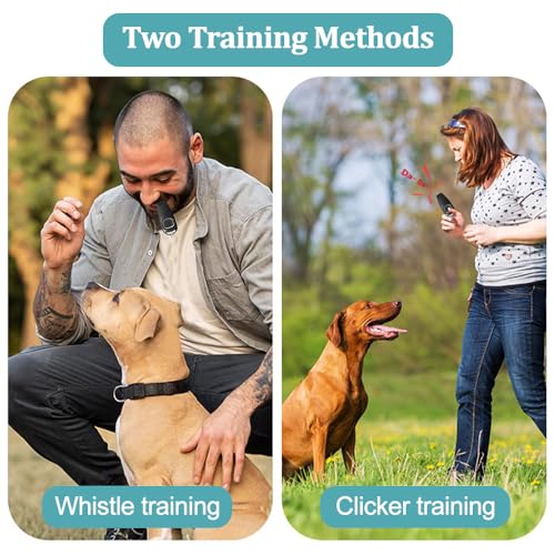 WOLMIK 2 Stück Hund Klicker und Pfeife 2 in 1, Klicker mit Großem Knopf und Pfeifen, Schiedsrichter und Beamte Lauter Klarer Klang İdeal für Trainer, Haustier, Katze, Rückruf - Schwarz & Blau