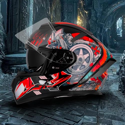 Image of Steelbird SBH-32 Trickster Bluetooth ISI and Dot Certified Full Face Helmet for Men and Women with Inner Smoke Sun Shield
