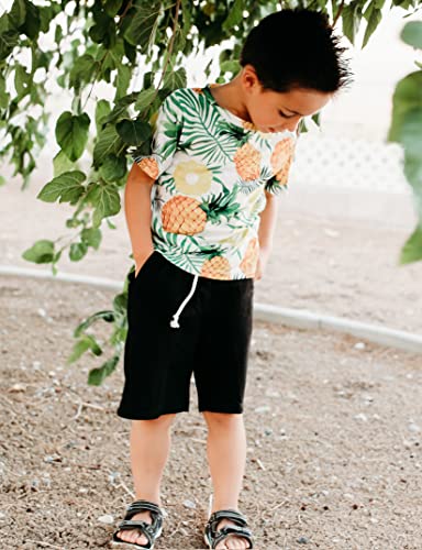 GERU Boy Shorts Sets Hawaiian Outfit Kid Leaves Floral Short Sleeve Shirt Top+shorts Suits4