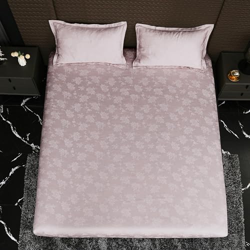 Image of Story@Home 500 TC Long Staple Premium Cotton Compact Yarn Bedsheet King 108 x 108 Inches Floral Soft Flat Sheet with 2 Pillow Covers 18 x 27 Inch -Ivory