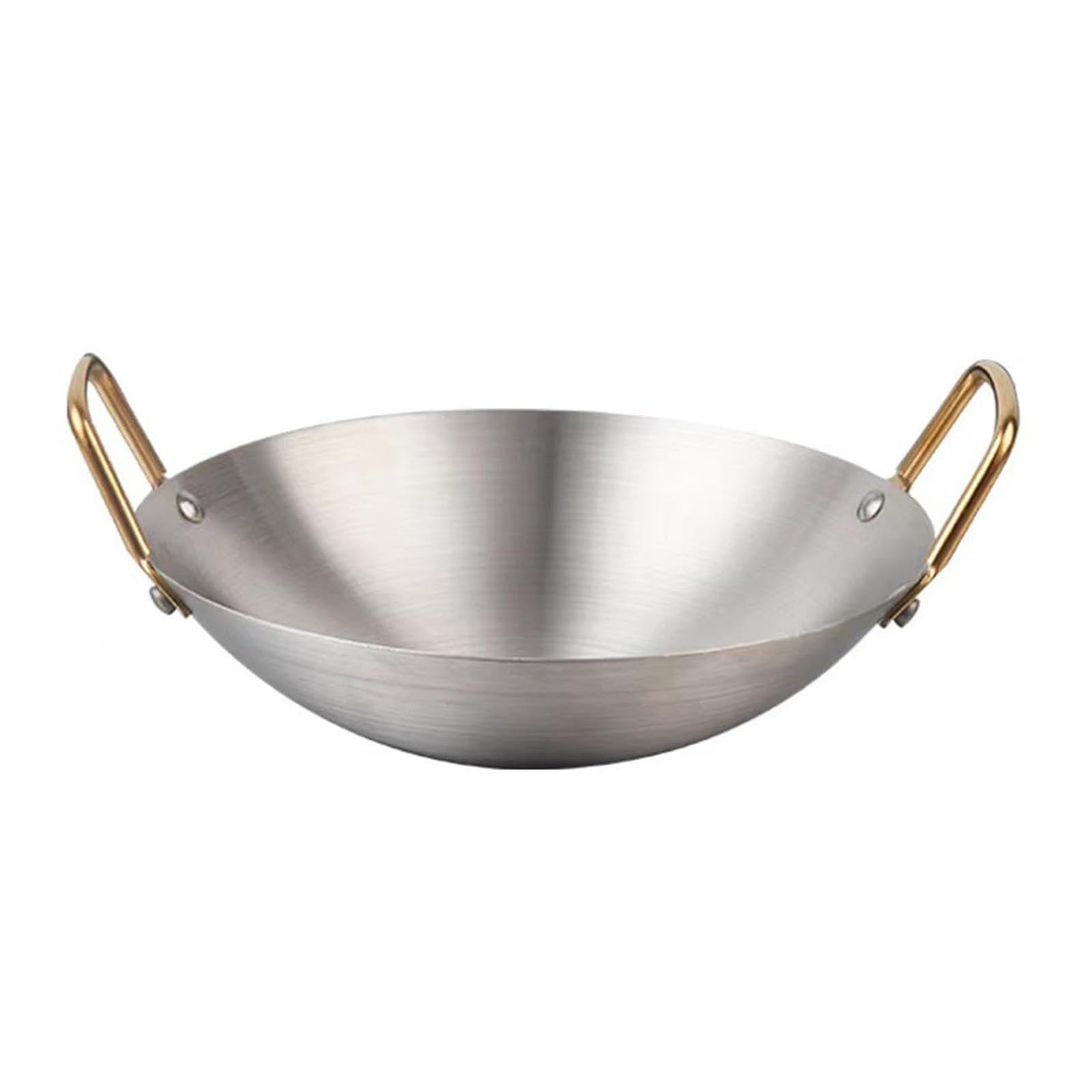 Hsyzygian Stainless Steel Wok with Double Handle Multipurpose Stewpot Skillets Saute Fry Pan for Professional and Home Cooking Restaurant Cookware