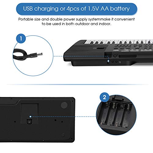 Digital Keyboard, 61 Keys Electronic Music Organ Portable Full-Size Touch Piano Keyboard With Microphone For Beginners Kids Children Birthday Gift #TOP5