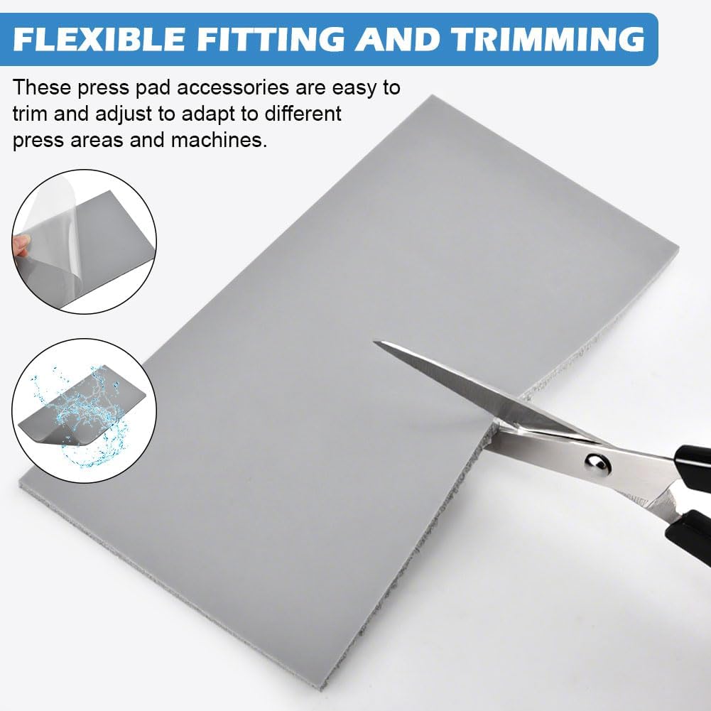 Hat Press Accessories - 3 Pcs Silicone Heat Press Pad + 1 Roll Heat Transfer Tape, 4" x 8", Non-Slip, Heat-Resistant, Reusable HTV & Sublimation Mat, DIY & Business Use‌