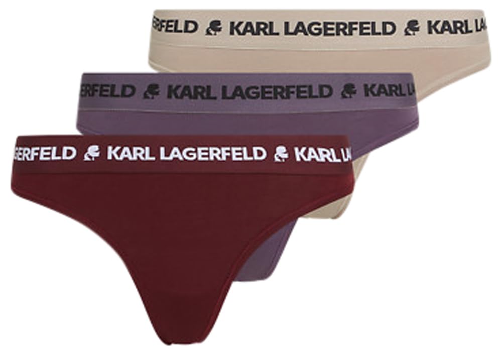 KARL LAGERFELD Femme Logo Thong Multiband (3 Pack) Windsorwine/Etherea/Violet XS