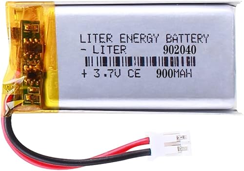 3.7V 902040 900mAh batería de iones de polímero de litio recargable batería de polímero con conector JST 0.079 in