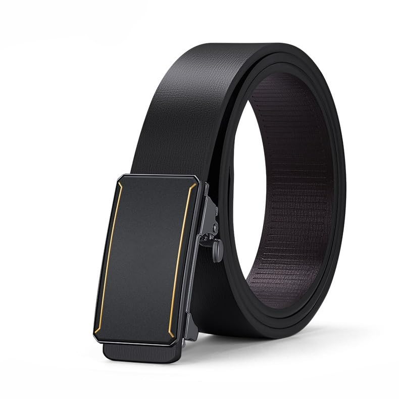 Men's Toothless Automatic Buckle Cowhide Belt Men's Belt Men's Belt(120cm)2