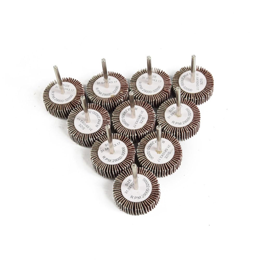 TopHomer 10PCS Abrasive Flap Wheel Sander Set Shank Diameter 3.175mm 0.125