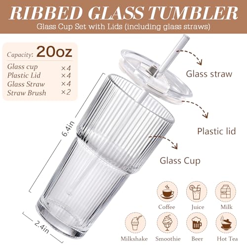 Iced Coffee Cups with Lids 4Pcs