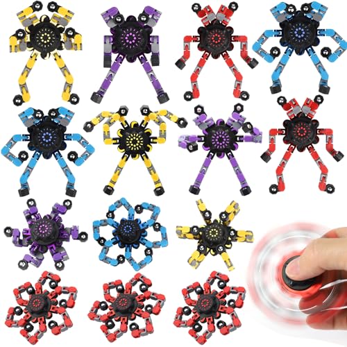 Image of Dilabnba 20 PCS Transformable Chain Robot Fidget Spinner Finger Toy DIY Deformation Robot Mechanical Spinner for Kids Adults Stress Relief, Gifts for Prize Stuffer Party Favor