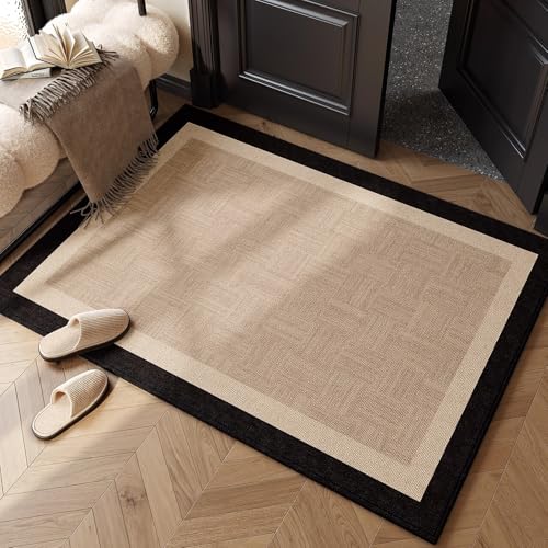 bingkeer 玄関マット 室内 屋外 滑り止め 北欧おしゃれ シンプル 泥落とし 吸水 家庭用 オフィス用 カーキ80*120cm