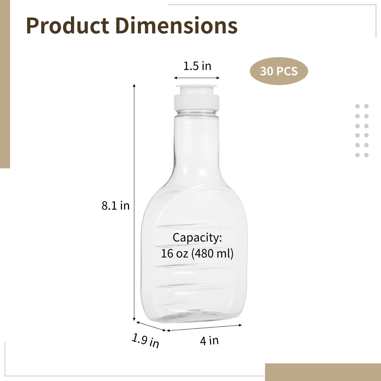 Bulk Soßenflaschen für Haustiere, 30 Stück, 473 ml, transparente Kunststoff-Quetschflaschen, Klappdeckel, Salatdressing, Ketchup, Gewürze, Grill, Sandwich