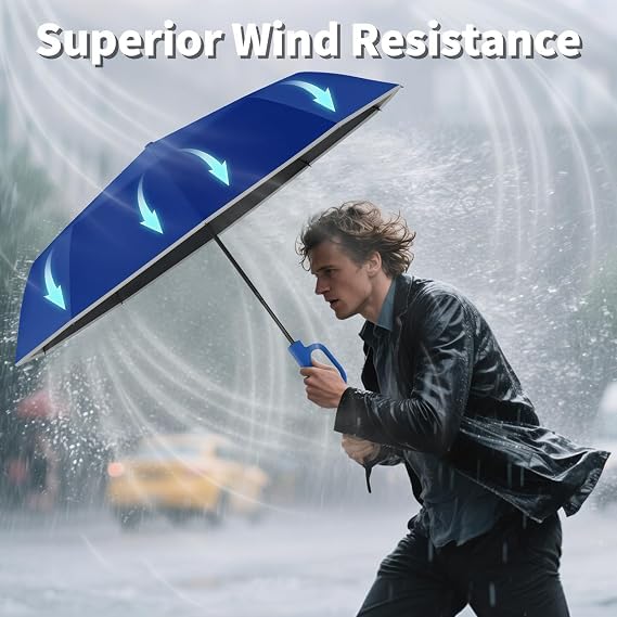 Image of Seniny Windproof Travel Umbrella, Automatic Umbrellas for Rain, Portable & Compact Umbrellas for Backpack, Strong UV for Protection, Folding Small Sun Umbrella for Car, Walking, Coral Pink, 38 inches